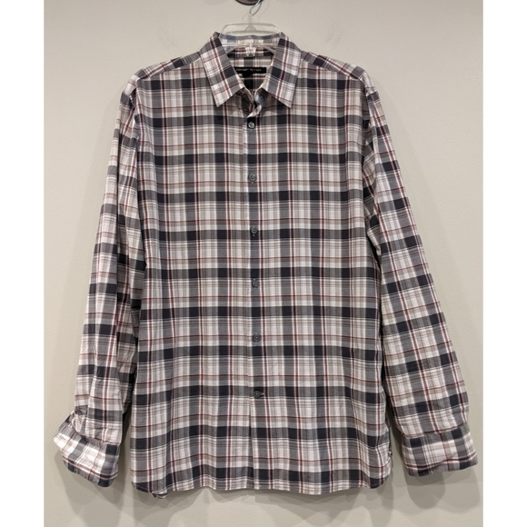 John Varvatos Plaid Long Sleeve Button Down Shirt Size Medium